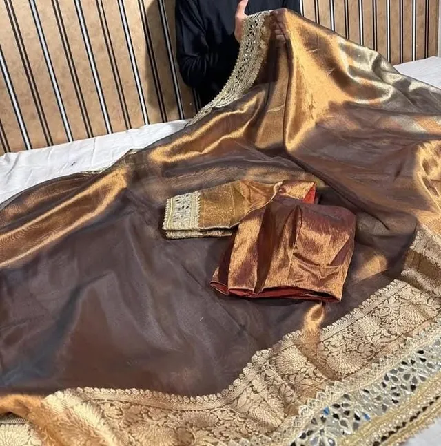 Premium Banarasi Soft Glass Tissue Silk Saree - Premium Banarasi Soft Glass Tissue Silk Saree Online India - Buy at ₹2099 - Image 1