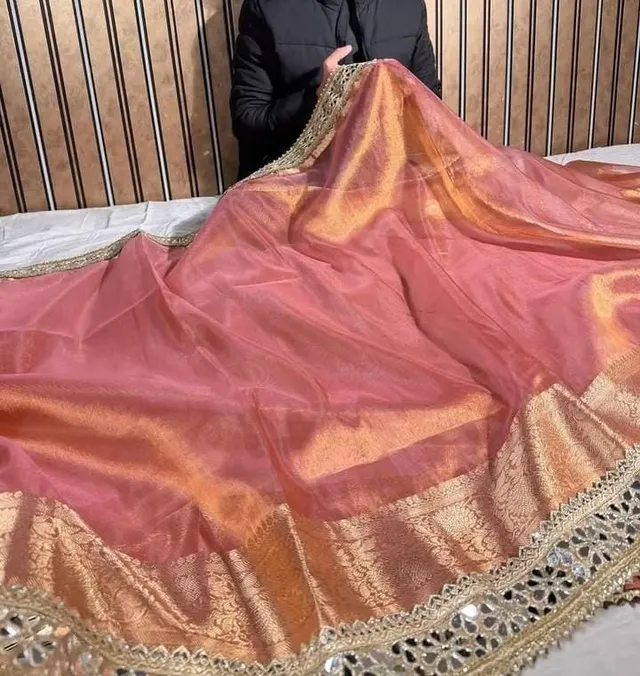 Premium Banarasi Soft Glass Tissue Silk Saree - Premium Banarasi Soft Glass Tissue Silk Saree Online India - Buy at ₹2099 - Image 1