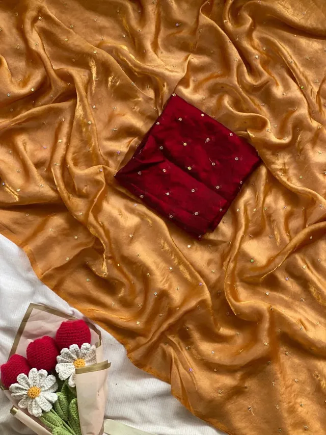 Premium Space Silk Saree with 3mm Sequin Butties - View 2