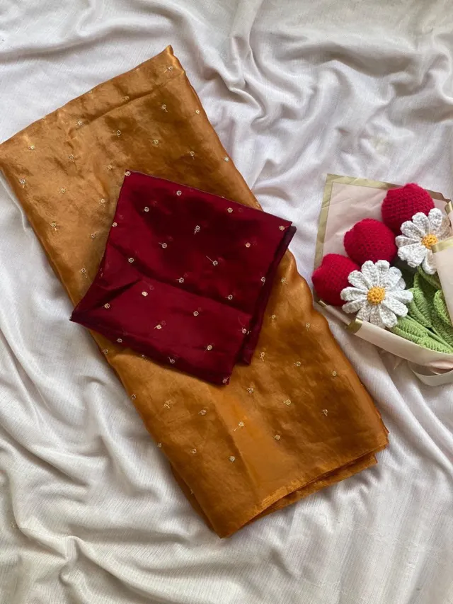 Premium Space Silk Saree with 3mm Sequin Butties - View 3