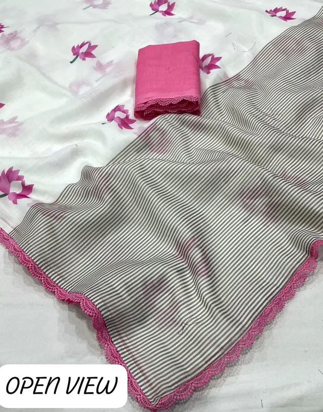 Floral Art – Manya Soft Linen Cotton Saree Collection