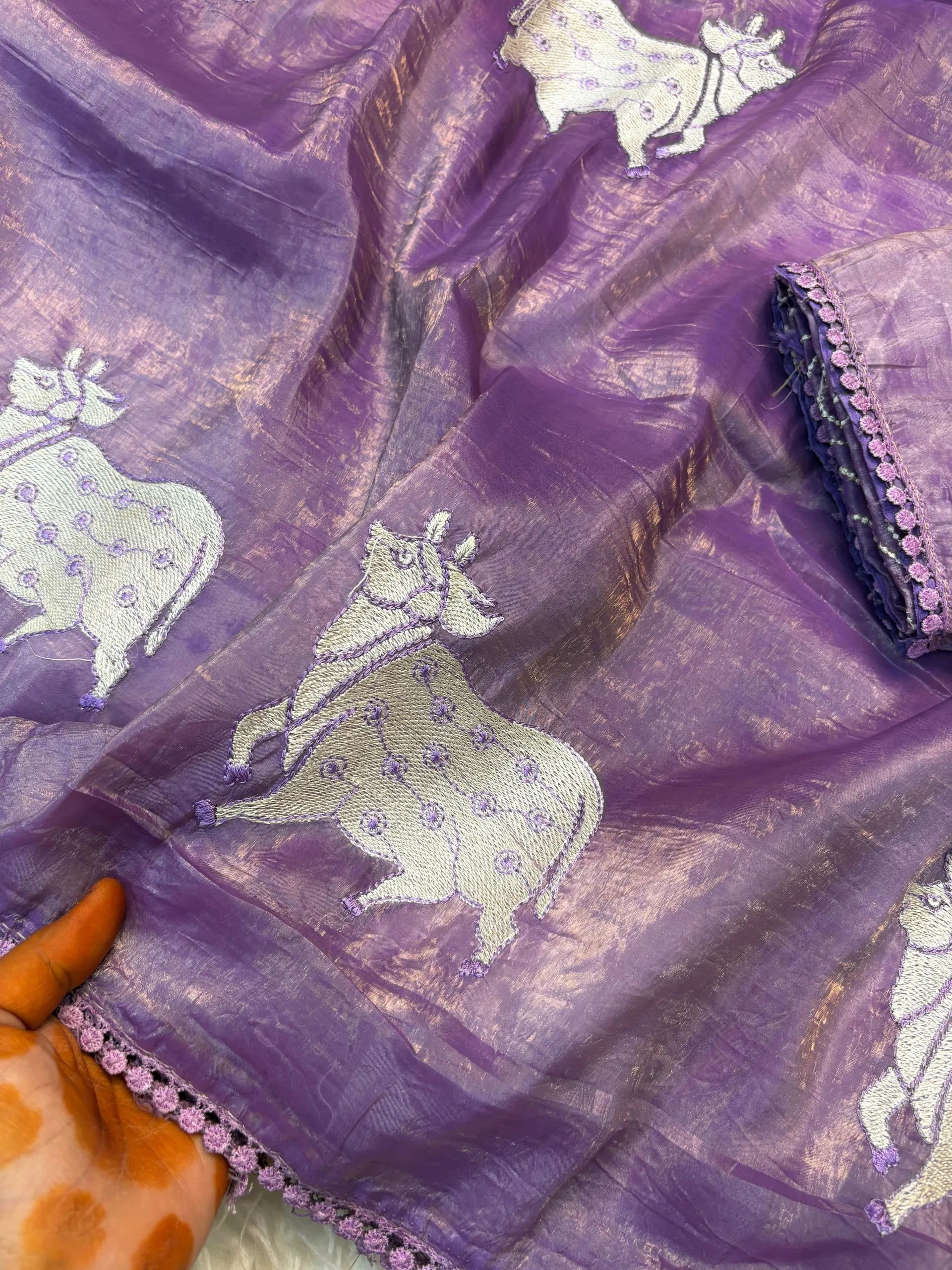 Cow Gold Crush Saree – Partywear Collection - View 2