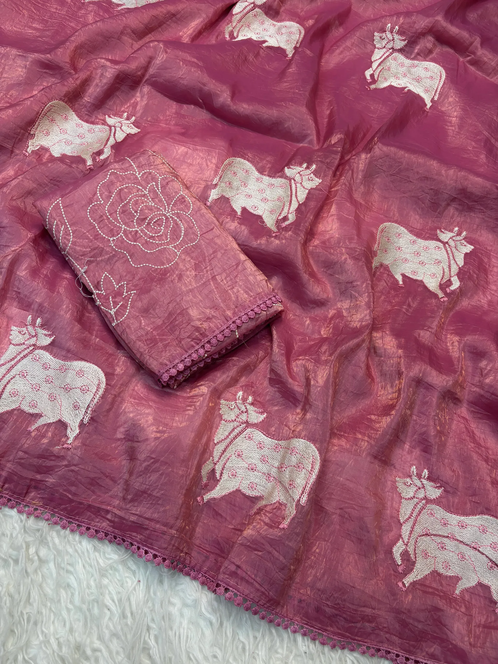 Cow Gold Crush Saree – Partywear Collection - View 2