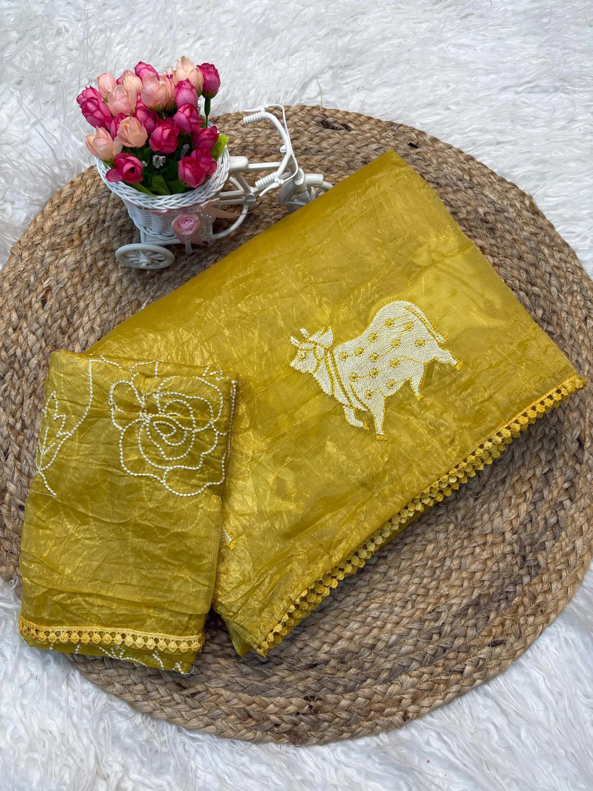 Cow Gold Crush Saree – Partywear Collection - View 2