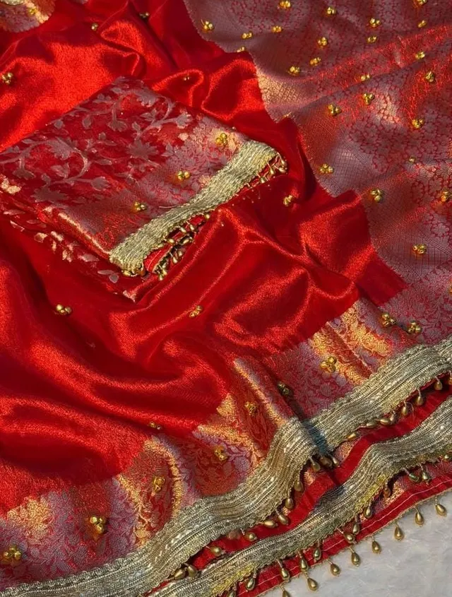 Fresh Launch – Premium Banarasi Soft Tissue Silk Ghungroo Saree - Second View