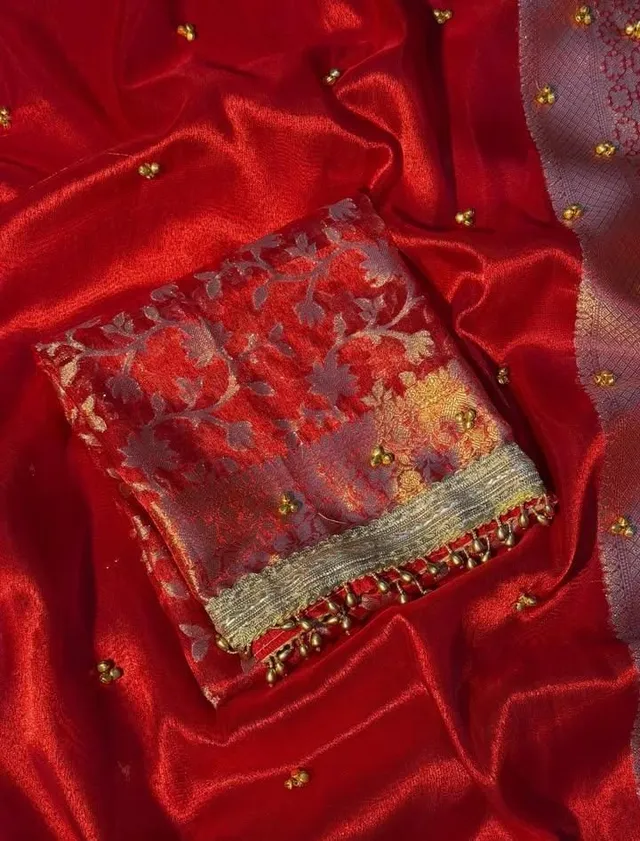 Fresh Launch – Premium Banarasi Soft Tissue Silk Ghungroo Saree - View 3