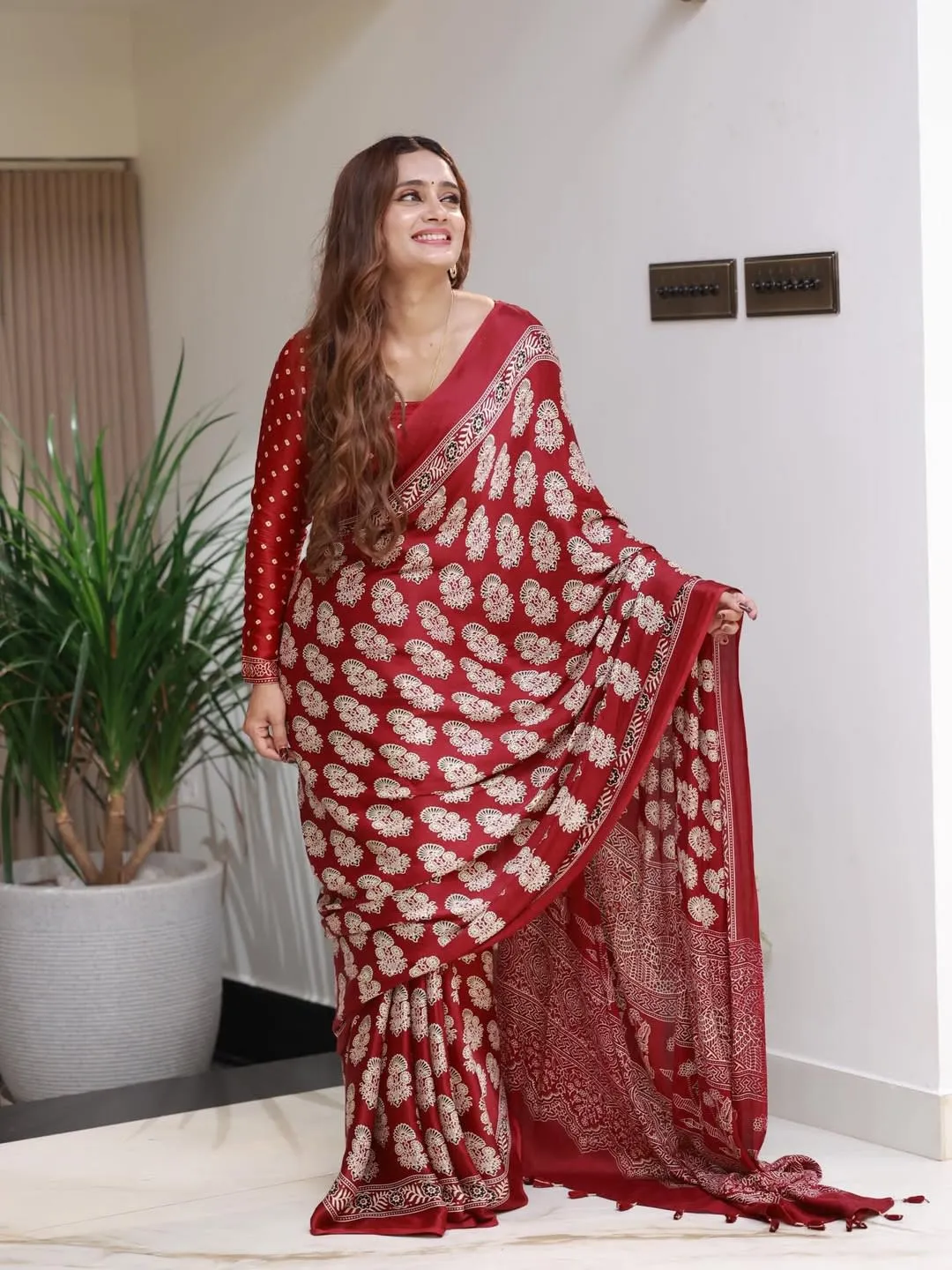 Original Japan Satin Silk Saree - Original Japan Satin Silk Saree Online India - Buy at ₹1050 - Image 1