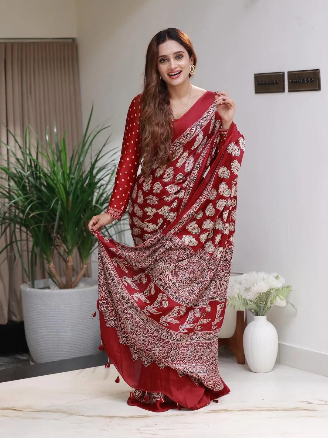 Original Japan Satin Silk Saree - View 2
