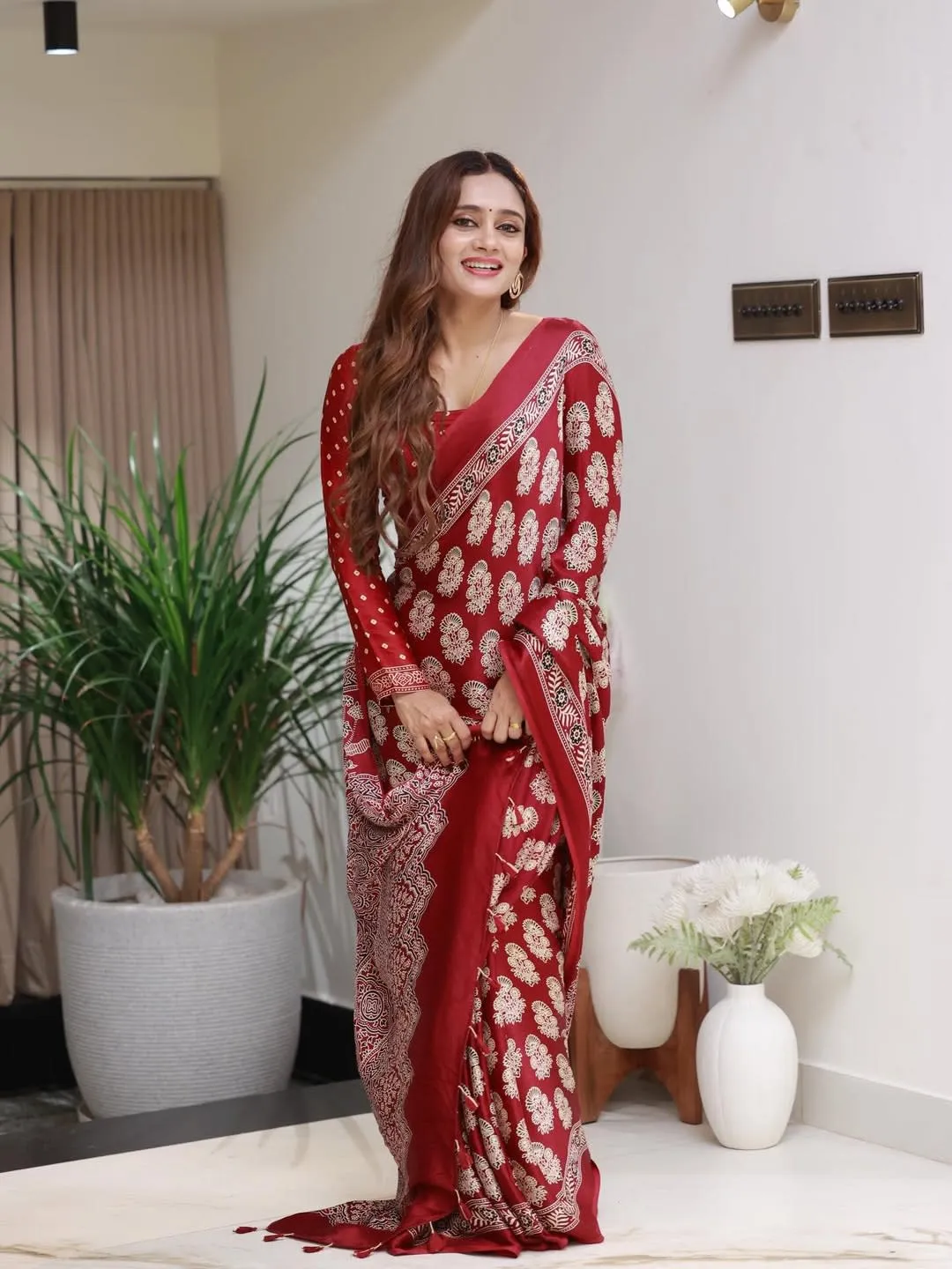 Original Japan Satin Silk Saree - View 4