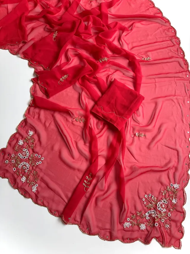 Premium Pure Georgette Handwork Saree