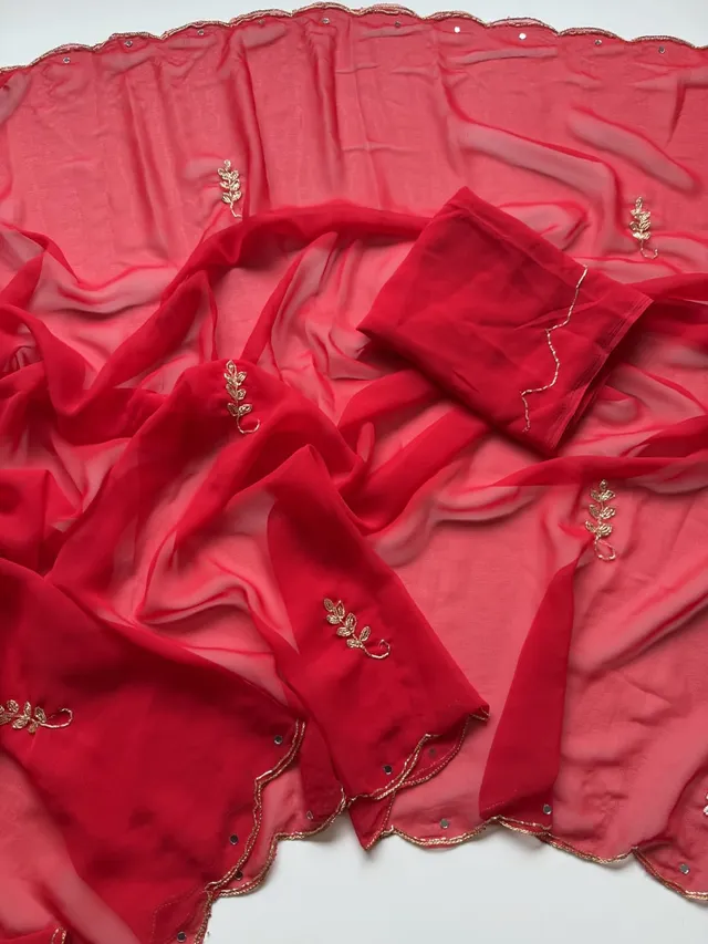 Premium Pure Georgette Handwork Saree - View 2