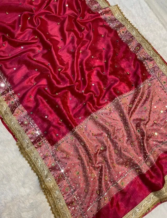 Premium Banarasi Soft Tissue Silk Ghungroo & Stone Work Saree - Second View