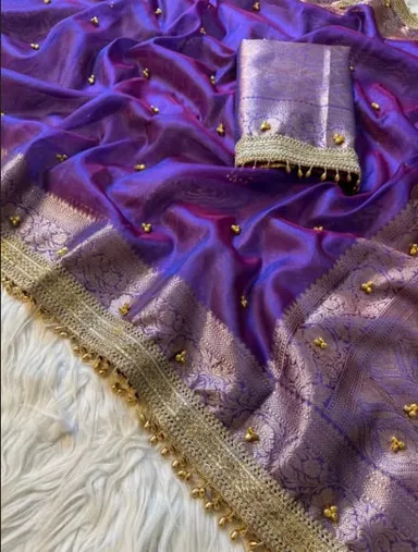 Fresh Launch – Premium Banarasi Soft Tissue Silk Ghungroo Saree - View 3