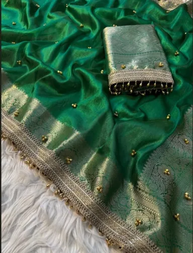 Fresh Launch – Premium Banarasi Soft Tissue Silk Ghungroo Saree - View 3