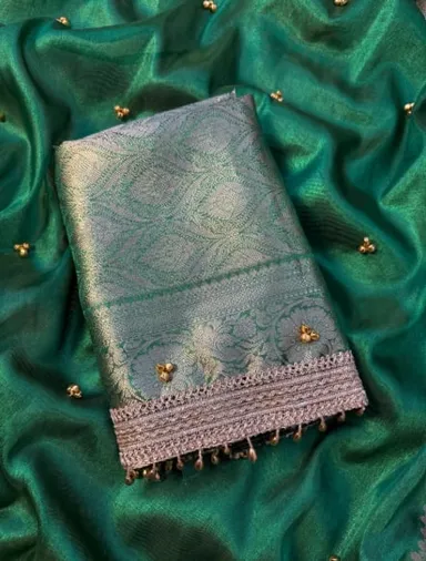 Fresh Launch – Premium Banarasi Soft Tissue Silk Ghungroo Saree - View 4