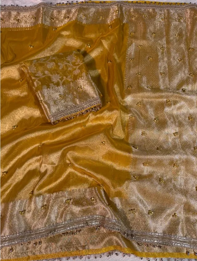 Fresh Launch – Premium Banarasi Soft Tissue Silk Ghungroo Saree - Premium Banarasi Soft Tissue Silk Saree Online India - Buy at ₹2699 - Image 1
