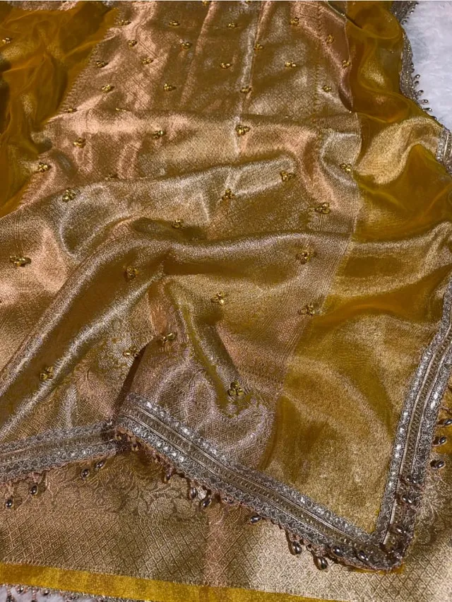 Fresh Launch – Premium Banarasi Soft Tissue Silk Ghungroo Saree - View 3