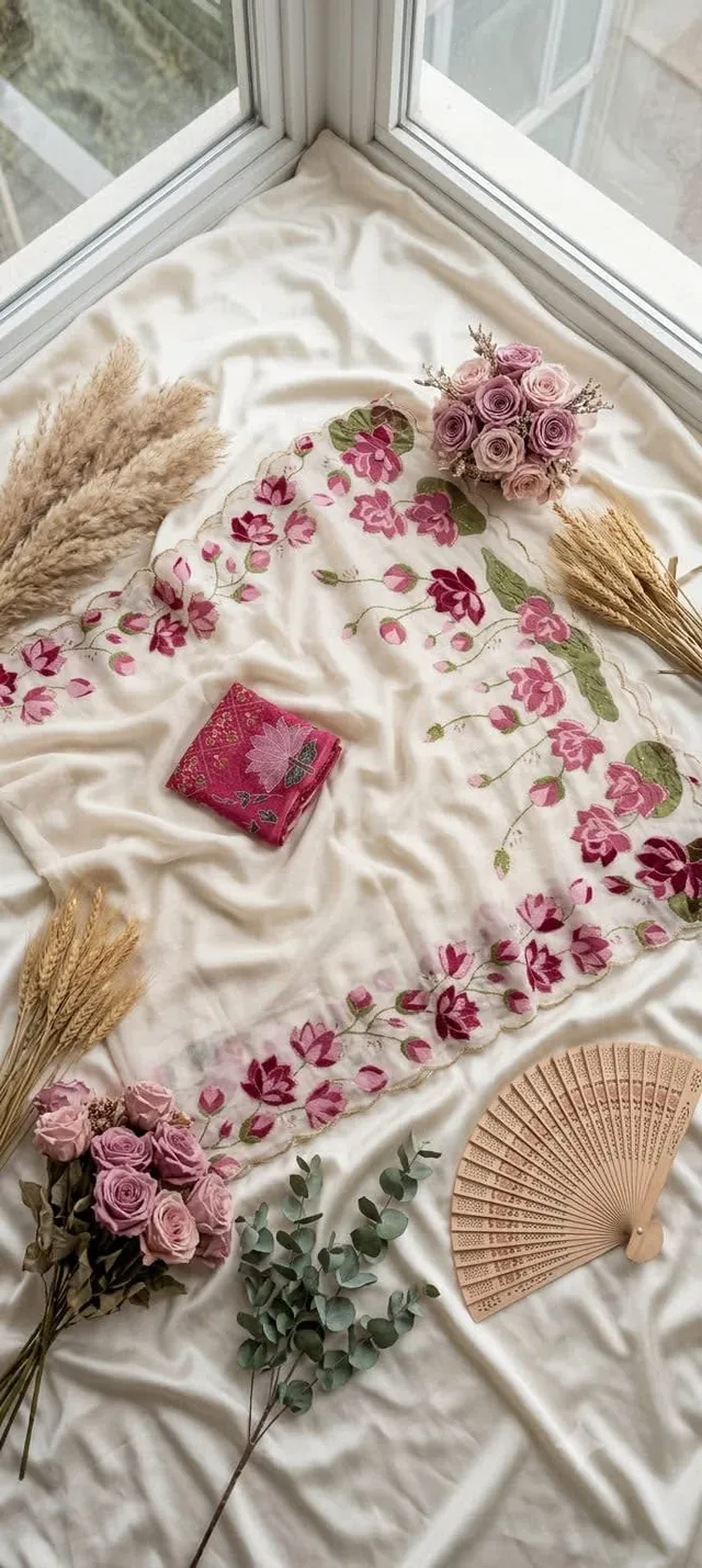 Premium Floral Pure Georgette Handwork Saree - View 3