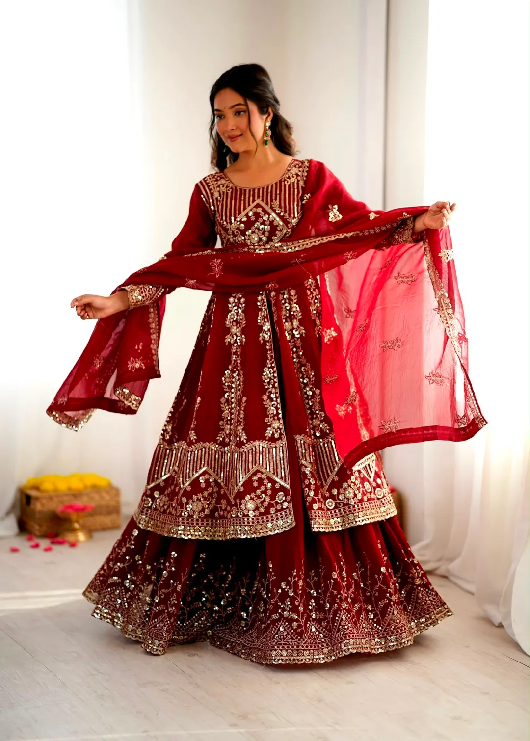 Premium Crunchy Silk Embroidered Lehenga Set