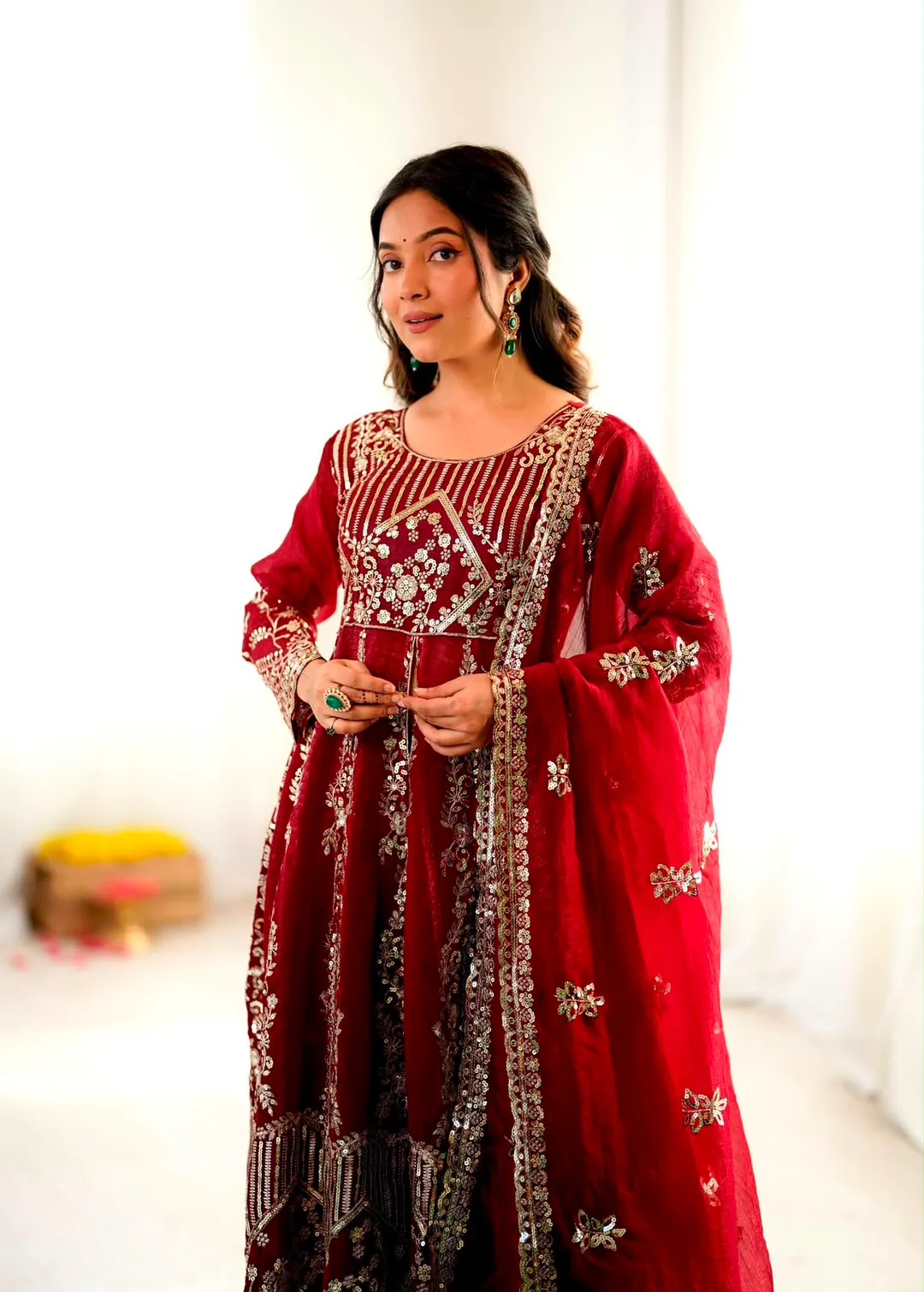 Premium Crunchy Silk Embroidered Lehenga Set - View 5
