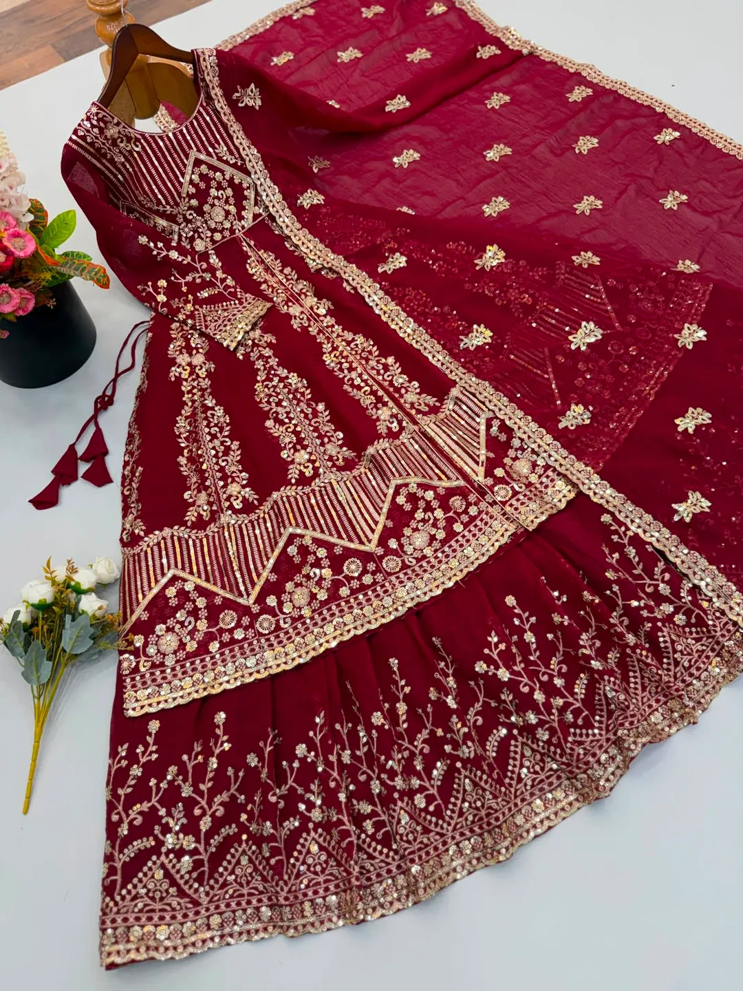 Premium Crunchy Silk Embroidered Lehenga Set - View 6