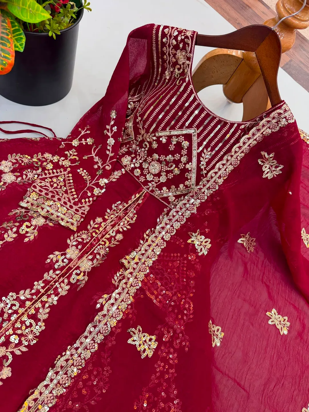 Premium Crunchy Silk Embroidered Lehenga Set - View 8