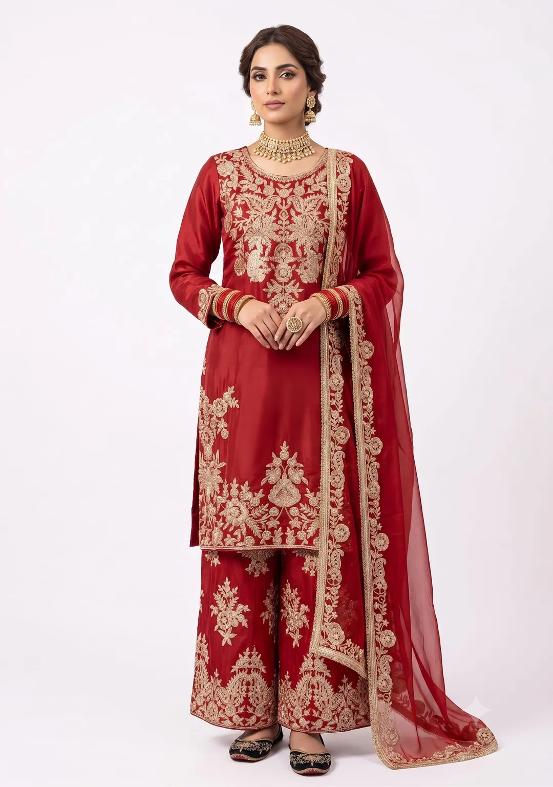 New Designer Heavy Embroidery 3-Piece Suit Set - Premium Heavy Natural Silk Saree