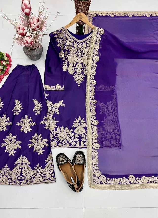New Designer Heavy Embroidery 3-Piece Suit Set - Second View