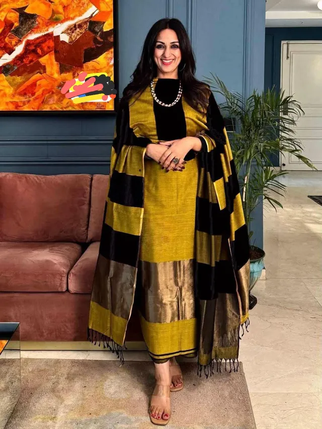 Exclusive Banarasi Unstitched Salwar Suit with Dupatta - Cotton Silk Saree