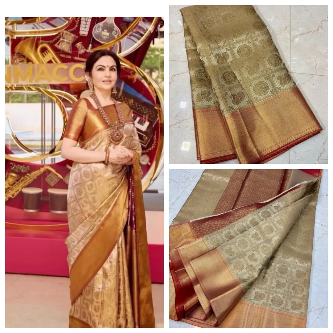 Nita Ambani Inspired Collection - Premium Banarasi Soft Tissue Silk Saree