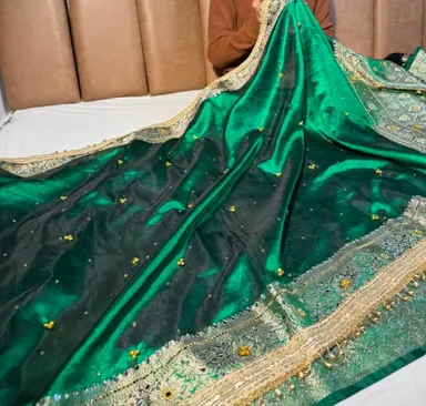Premium Banarasi Soft Tissue Silk Ghungroo & Mirror Work Saree - Premium Banarasi Soft Tissue Silk Saree Online India - Buy at ₹3599 - Image 1