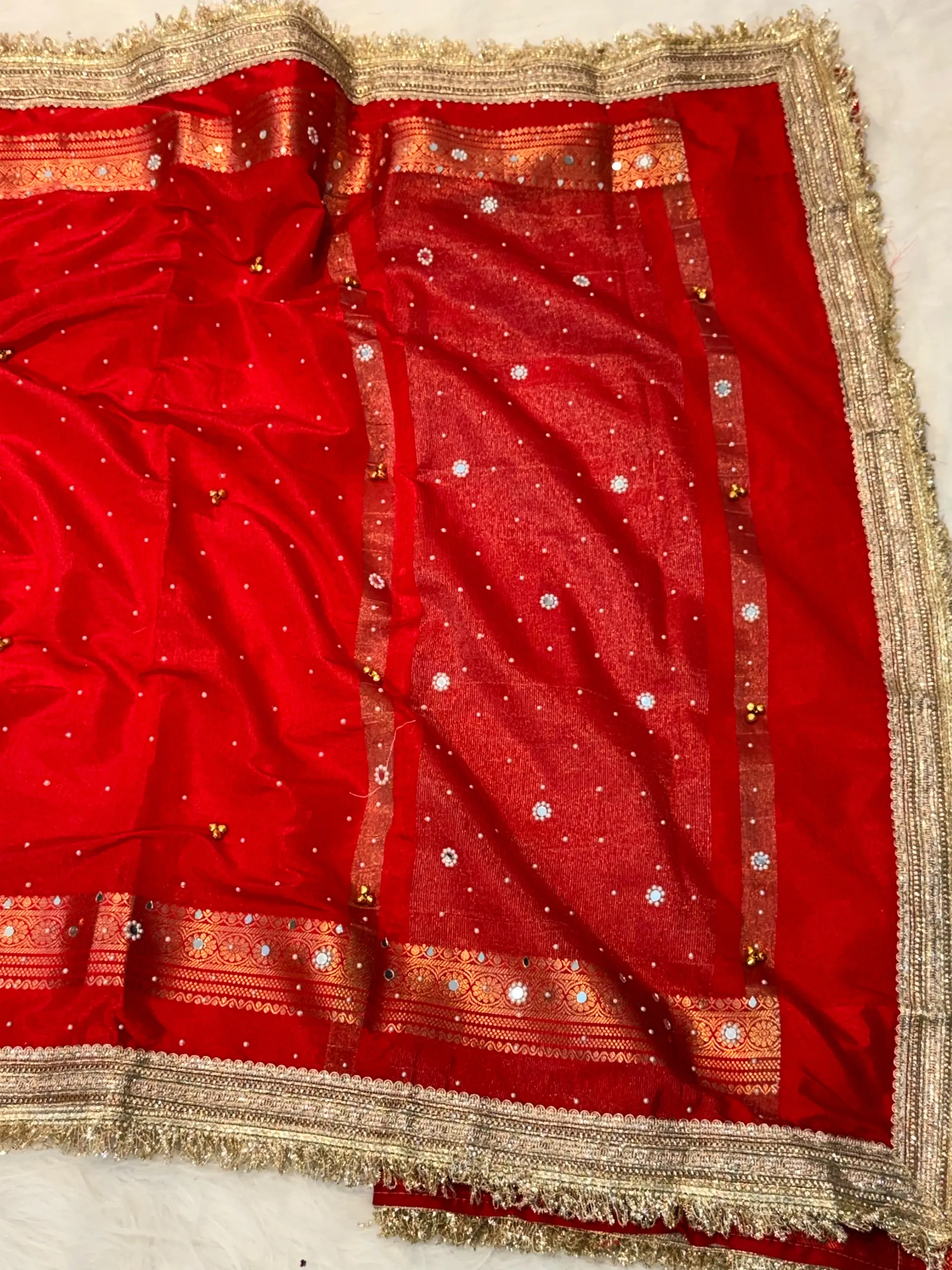 Banarasi Soft Katan Silk Saree with Pearl Work & Ghungroo Design - View 3