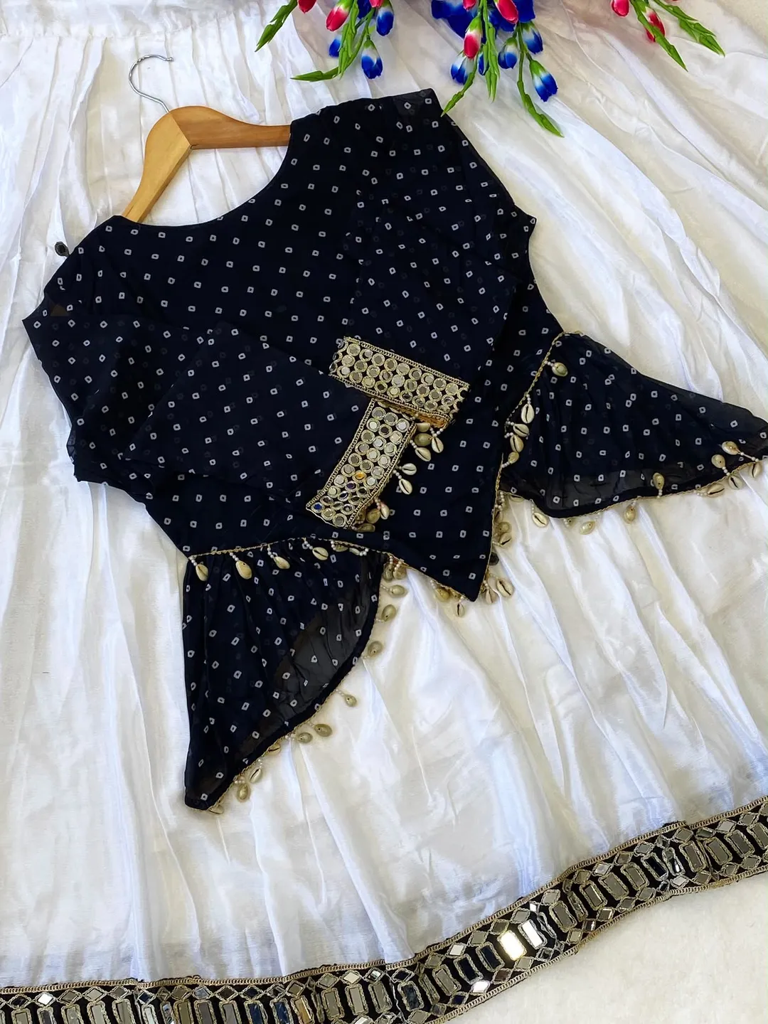 Top Style Side-Cut Kurti with Chinon Lehenga - View 7
