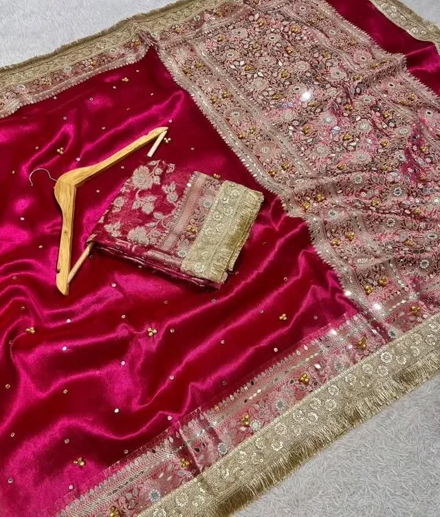 Banarasi Soft Tissue Silk Mirror, Ghungroo & Stone Work Saree - Banarasi Soft Tissue Silk Saree Online India - Buy at ₹3599 - Image 1