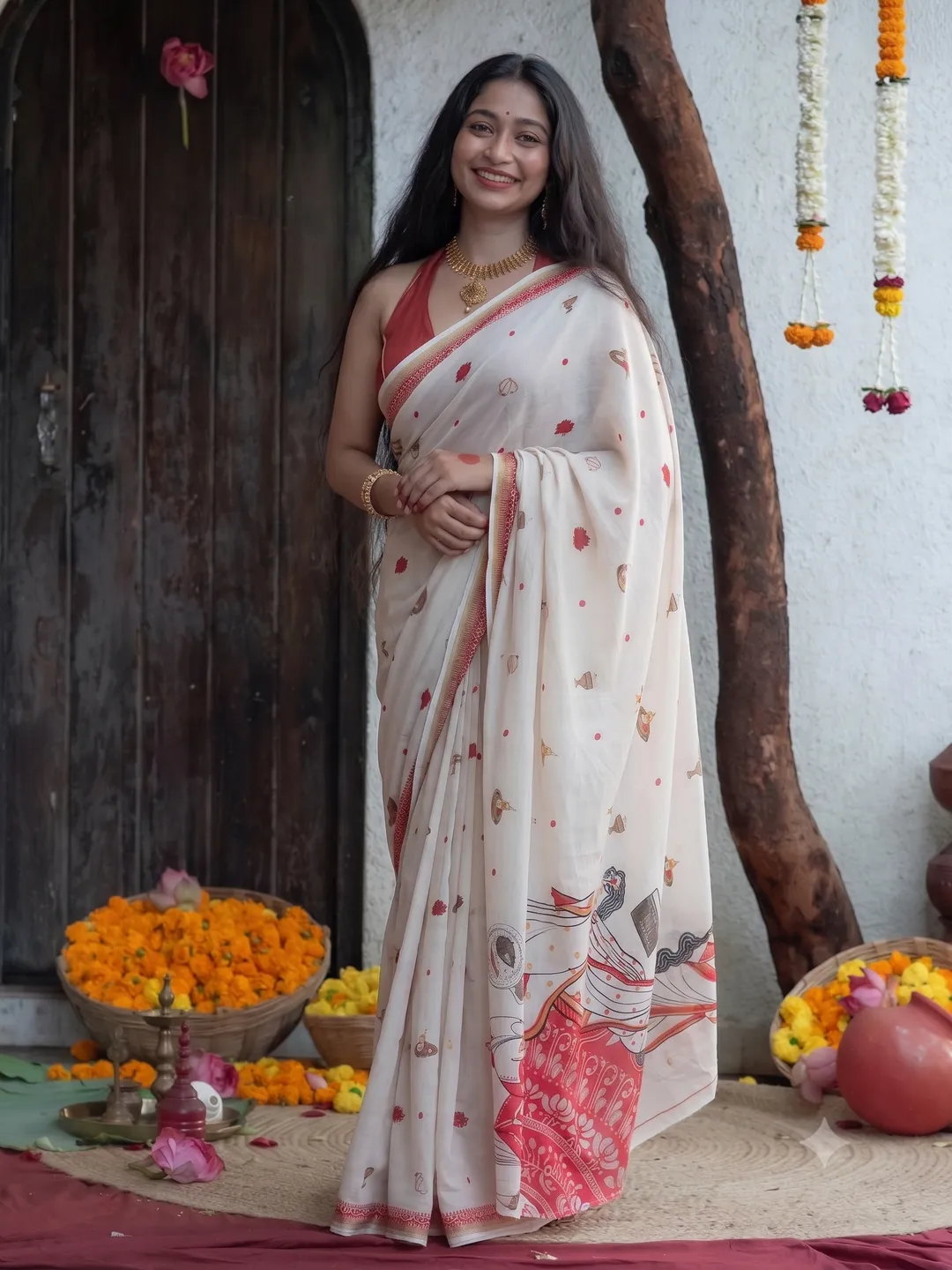 Soft Linen Digital Print Saree Collection