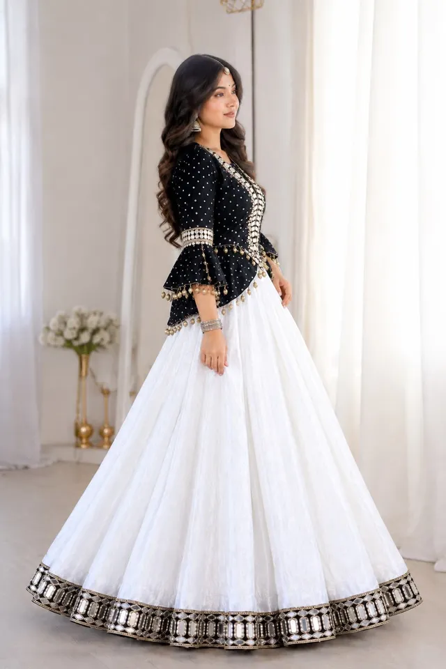 Top Style Side-Cut Kurti with Chinon Lehenga - View 2