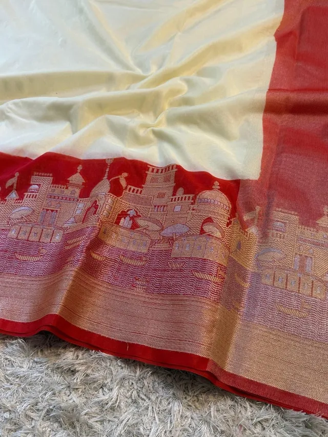 DURGA PUJA SPECIAL - Banarasi Soft Warm Silk Saree - View 3