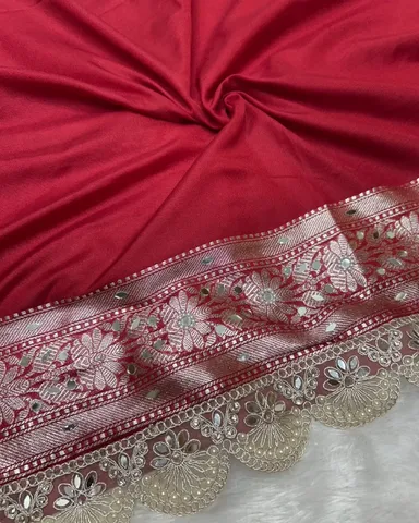 Banarasi Soft Kataan Georgette Silk Mirror Work Saree - View 5
