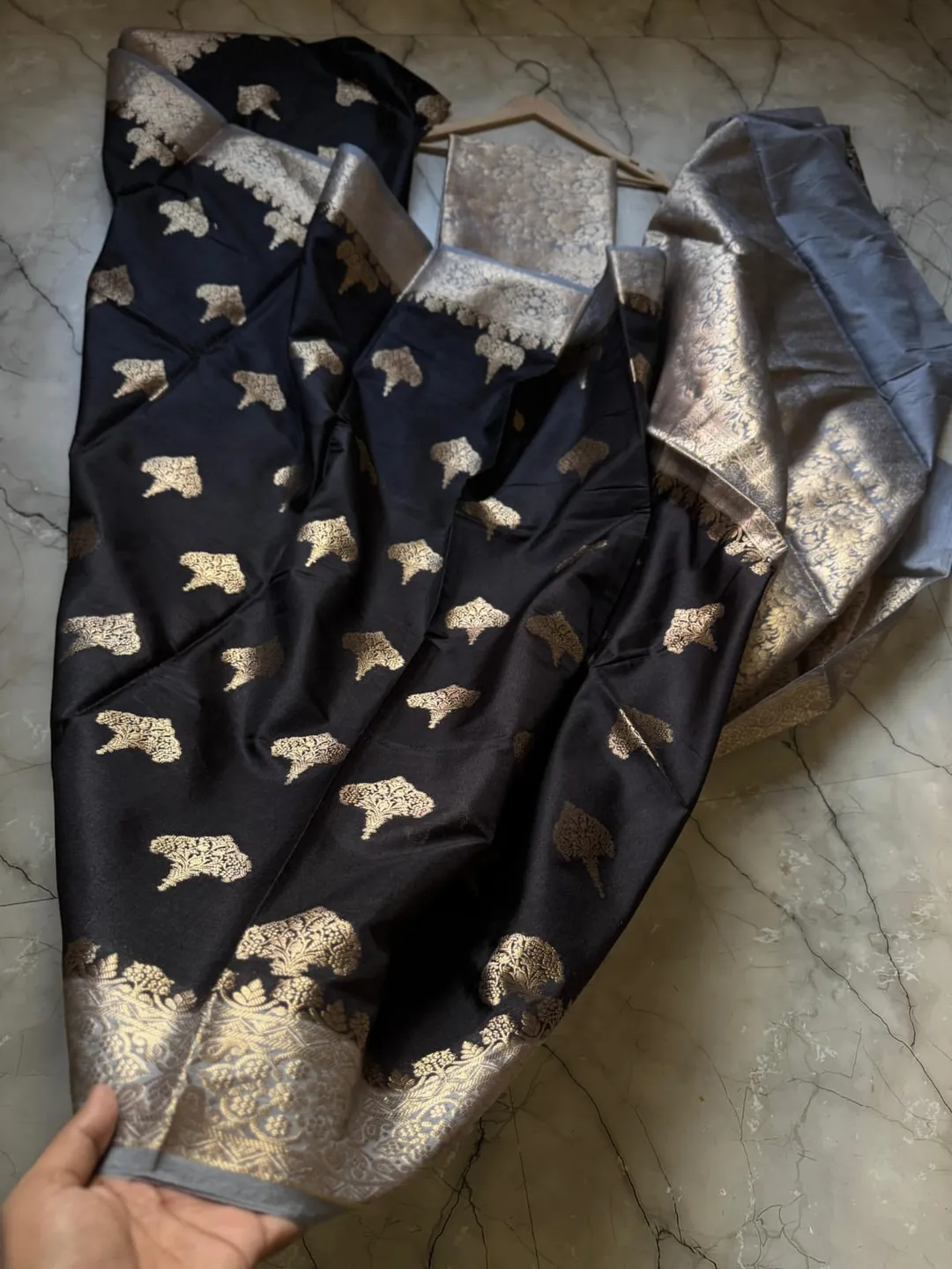 Banarasi Soft Katan Silk Saree with Zari Buta Weave - View 4