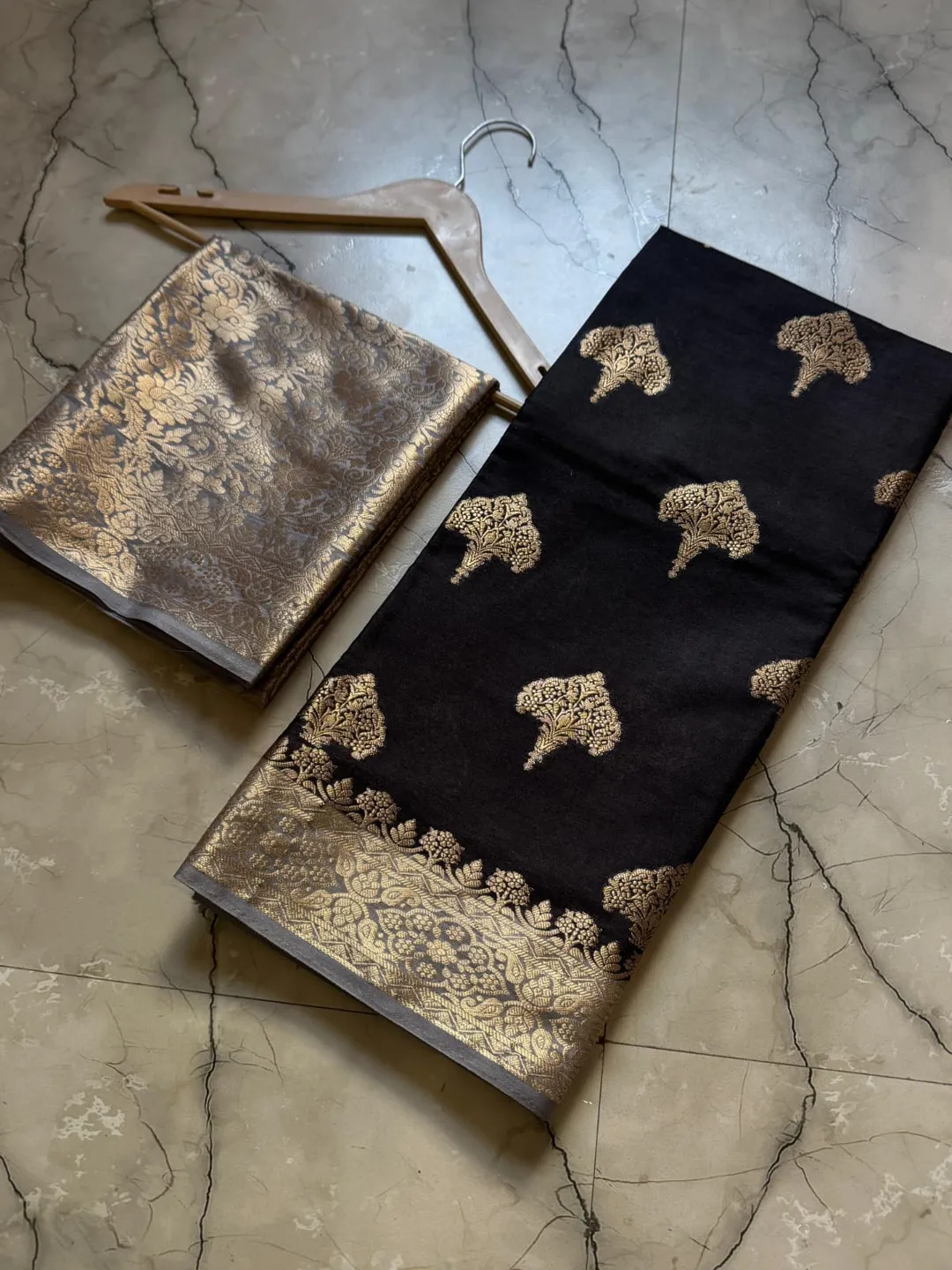 Banarasi Soft Katan Silk Saree with Zari Buta Weave - View 2