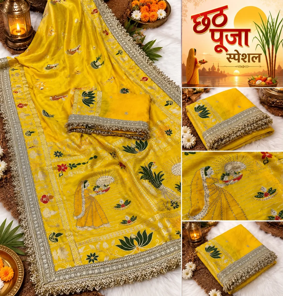 Chhath Puja Special Collection 🌞 | Dola Viscose Weaving Saree - View 2