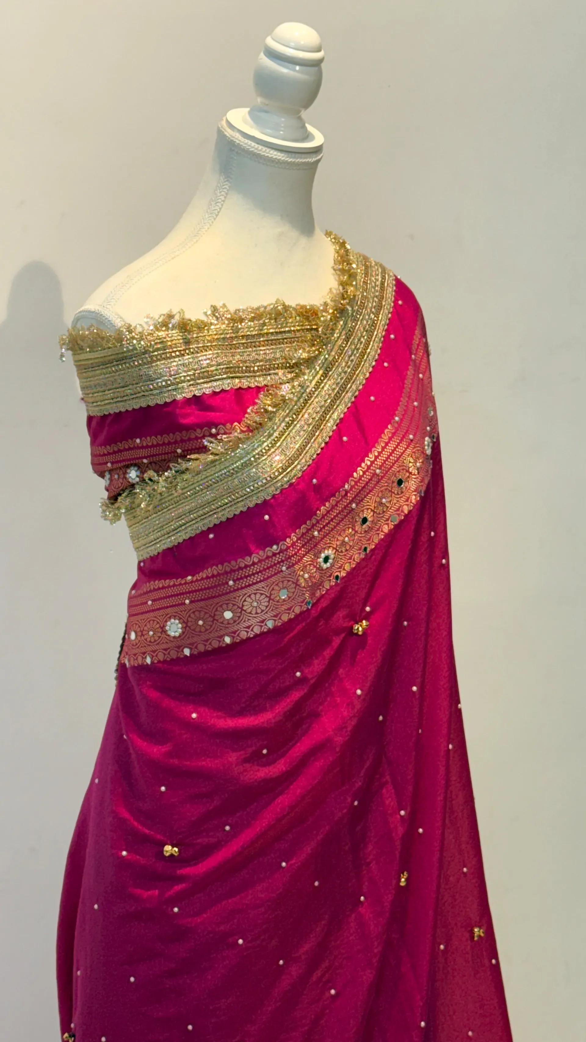 Banarasi Soft Katan Silk Saree with Pearl Work & Ghungroo Design - View 2