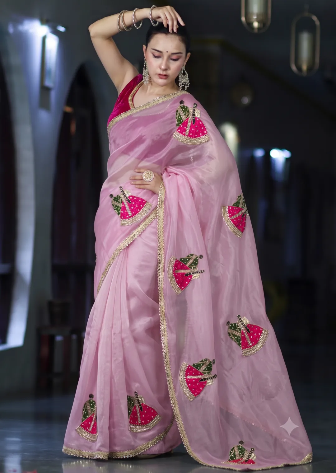 दूल्हा-दुल्हन | Dulha-Dulhan Designer Saree - Premium Quality PC Moss Georgette Saree Online India - Buy at ₹1999 - Image 1