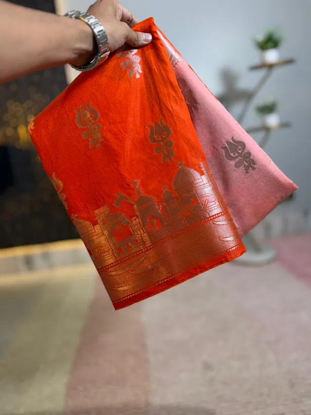 NEW ARRIVALS | BANARASI GANGA GHAT PREMIUM KATAN SOFT SILK SAREE - View 4