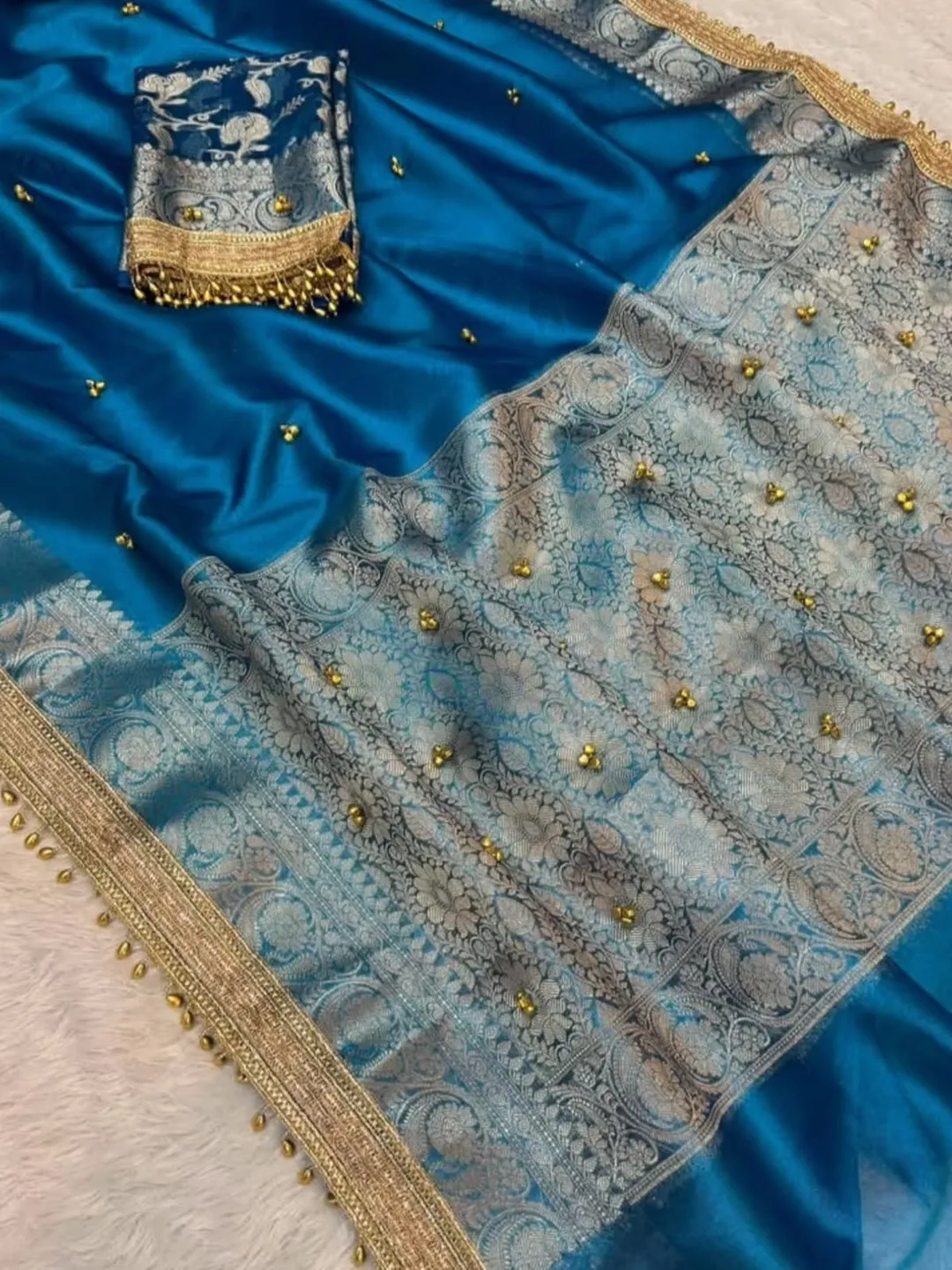 Fresh Launch – Premium Banarasi Soft Tissue Silk Ghungroo Saree - Premium Banarasi Soft Tissue Silk Saree Online India - Buy at ₹2699 - Image 1