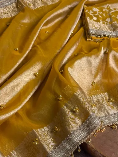 Fresh Launch – Premium Banarasi Soft Tissue Silk Ghungroo Saree - View 2