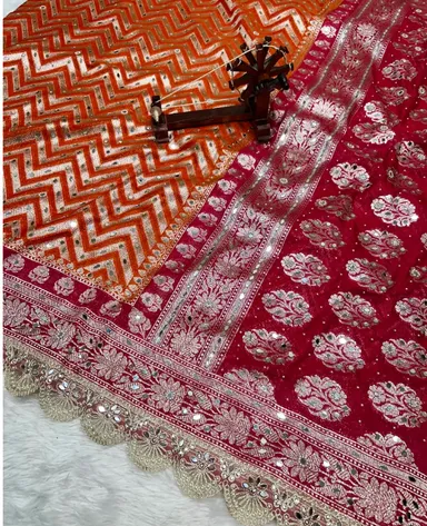 Banarasi Soft Kataan Georgette Silk Mirror Work Saree - View 2
