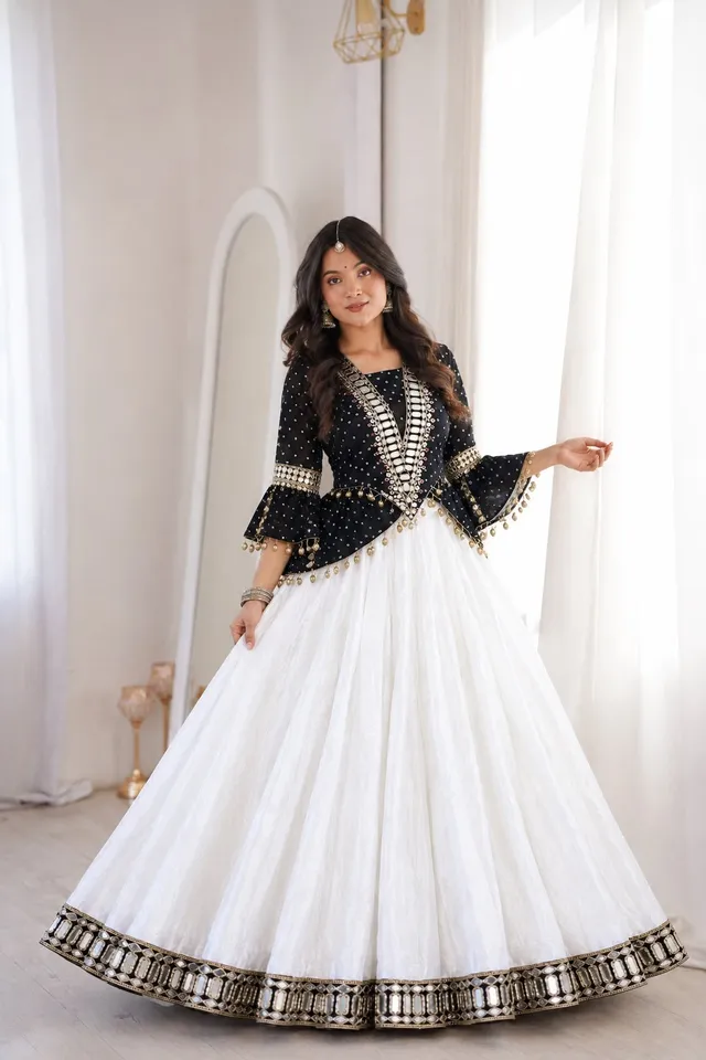 Top Style Side-Cut Kurti with Chinon Lehenga - Heavy Quality Fox Georgette Saree Online India - Buy at ₹1850 - Image 1