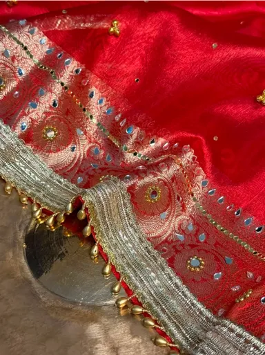 Premium Banarasi Soft Tissue Silk Ghungroo & Mirror Work Saree - View 4