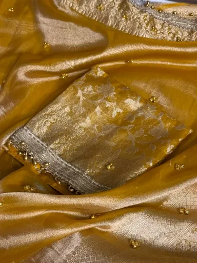 Fresh Launch – Premium Banarasi Soft Tissue Silk Ghungroo Saree - View 3